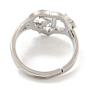 Heart with Letter & Flower Rack Plating Brass Adjustable Rings for Women RJEW-I105-05P-K-3