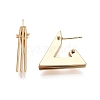 Brass Triple Triangle Stud Earrings EJEW-G321-12G-3