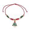 4Pcs 4 Style Christmas Theme Alloy Enamel Charm Bracelets Set BJEW-JB11087-3