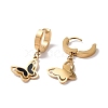 Black Resin Butterfly Dangle Hoop Earrings EJEW-A082-02G-2
