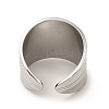 304 Stainless Steel Textured Wide Open Cuff Ring for Women RJEW-E070-01P-3