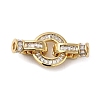 Rack Plating Brass Pave Clear Cubic Zirconia Round Fold Over Clasps KK-Q781-09A-G-1