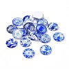 Blue and White Floral Printed Glass Cabochons GGLA-A002-20mm-XX-1