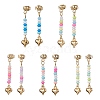 5 Pairs 5 Colors Golden 304 Stainless Steel Heart Dangle Stud Earrings EJEW-JE05538-S-1