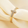 Cross Stainless Steel Micro Pave Clear Cubic Zirconia Finger Rings for Women FS-WG88B59-06-3