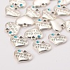 Wedding Theme Antique Silver Tone Tibetan Style Alloy Heart with Step Dad of Bride Rhinestone Charms LS-TIBEP-N005-22B-2