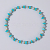 Beach Vacation Style Natuarl Aquamarine & Dyed White Jade Beaded Stretch Bracelet Women RO9590-4-1