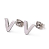 Tarnish Resistant 304 Stainless Steel Greek Alphabet Stud Earrings STAS-D007-07P-04-1