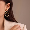 304 Stainless Steel Hollow Heart Dangle Stud Earrings EJEW-Z096-03G-1