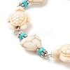 Heart & Tortoise Synthetic Turquoise(Dyed) Beaded Bracelet BJEW-JB07302-01-4