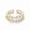 Brass Micro Pave Clear Cubic Zirconia Cuff Rings RJEW-Q164-010-NF-1
