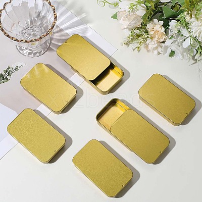 6Pcs Slide Top Tinplate Trinket Storage Boxes CON-SP0001-23D-1