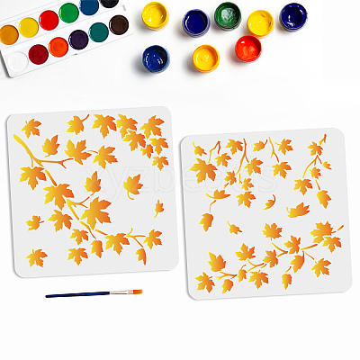 1 Set Autumn Theme PET Hollow Out Drawing Painting Stencils DIY-MA0001-54-1