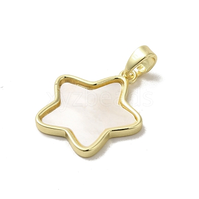 Brass Pave Shell Pendants KK-I708-14D-G-1