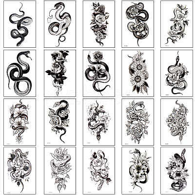 20Pcs 20 Styles Removable Temporary Water Proof Tattoos Paper Stickers DIY-CP0012-48C-1