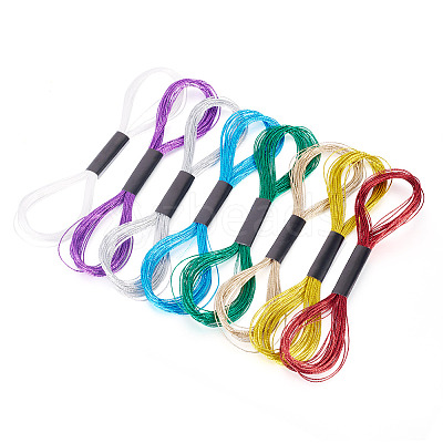 8 Skeins 8 Colors 6-Ply Polyester Metallic Embroidery Floss DIY-TAC0020-73-1