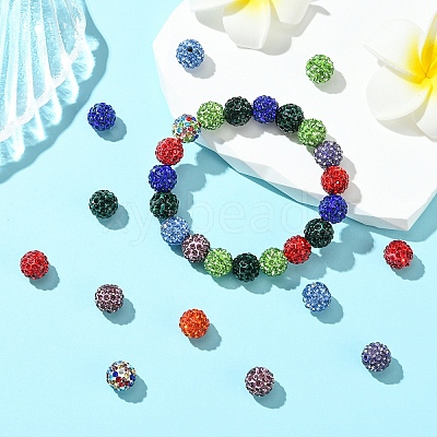 30Pcs Pave Disco Ball Beads RB-YW0001-14L-1