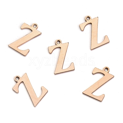 Ion Plating(IP) 304 Stainless Steel Alphabet Charms STAS-H122-Z-RG-1