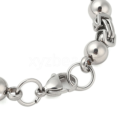 Non-Tarnish Round 304 Stainless Steel Byzantine Chain Bracelets for Men BJEW-B093-06P-1