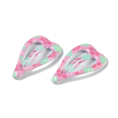 10Pcs 5 Colors Tartan Pattern Epoxy Resin Snap Hair Clip PHAR-P009-01E-1
