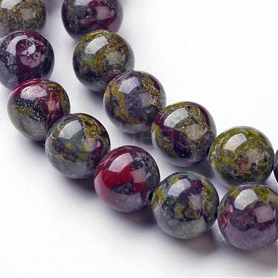 Natural Dragon Blood Jasper Bead Strands G-G957-24-8mm-1