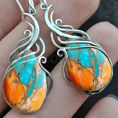 Bohemian Style Alloy Resin Dangle Earrings FS-WGDB4B9-01-1