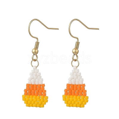 Halloween Glass Candy Corn Dangle Earrings EJEW-MZ00801-1