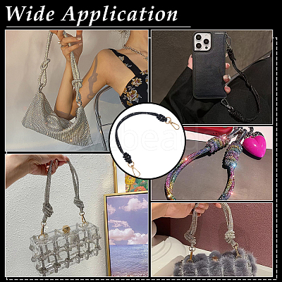 2Pcs Glass Rhinestone Rubber Cord Bag Handles FIND-PH0059-68D-1