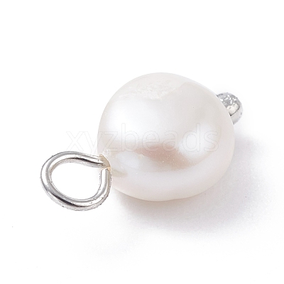 Natural Cultured Freshwater Pearl Charms X-PALLOY-JF01099-03-1