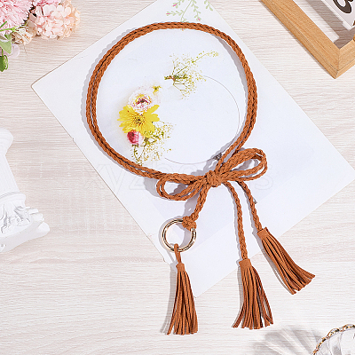 Handmade Imitation Leather Braided Rope Tie Belts AJEW-WH20006-398B-1