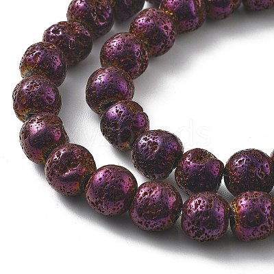 Electroplated Natural Lava Rock Beads Strands G-A251-E01-01B-1