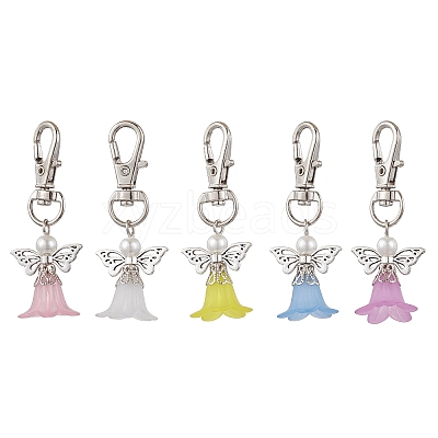 10Pcs 5 Styles Acrylic Angel Pendant Decorations HJEW-JM02730-S-1