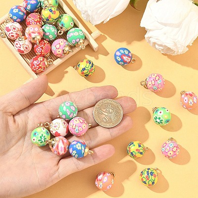 32Pcs 8 Colors Handmade Polymer Clay Pendants CLAY-YW0002-74-1