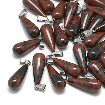 Natural Mahogany Obsidian Pendants X-G-T081-09-1