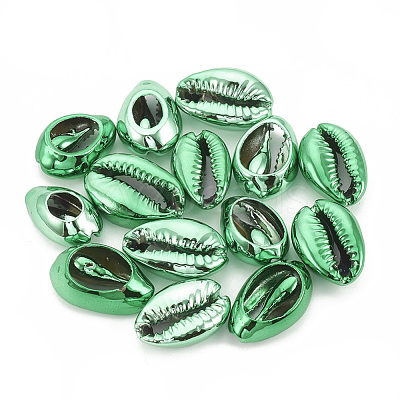 Electroplated Natural Cowrie Shell Beads X-SSHEL-S258-06-1