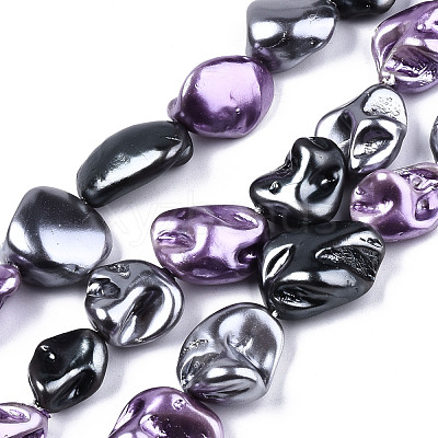 Electroplated Natural Freshwater Shell Beads Strands SHEL-R113-01B-1