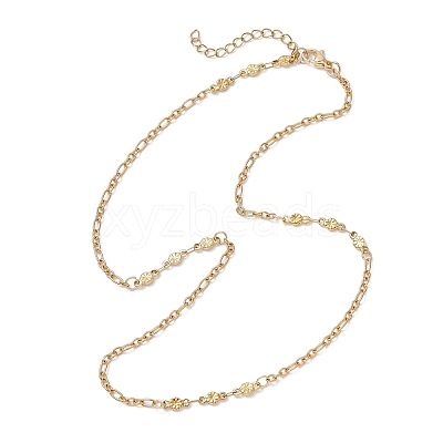 304 Stainless Steel Leaf Flower Chain Necklaces for Women NJEW-JN05589-1