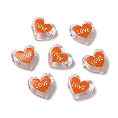 Printed Transparent Acrylic Beads OACR-P017-B03-1