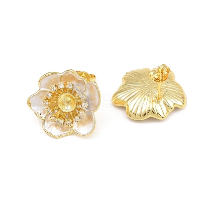 Brass Micro Pave Cubic Zirconia Stud Earring Findings CU-CBAA5EE-04G-01-1