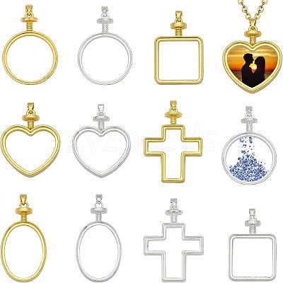 10Pcs 10 Style Zinc Alloy Pendant Cabochon Settings FIND-CA0005-85-1
