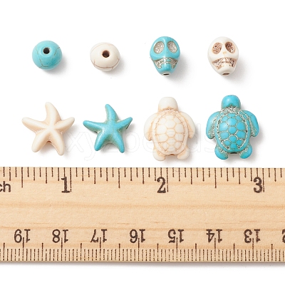 130Pcs 8 Styles Dyed Synthetic Turquoise Beads G-FS0005-69-1