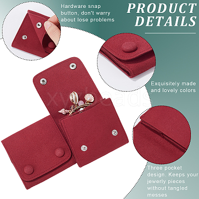 2Pcs Microfiber Cloth Jewelry Storage Bags with Brass Button ABAG-BBC0001-17A-01-1