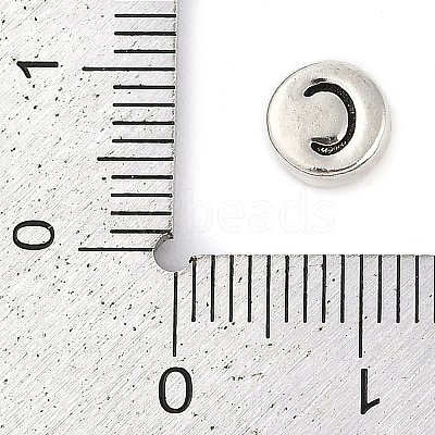 925 Sterling Silver Flat Round with Letter Beads STER-G044-01AS-C-1