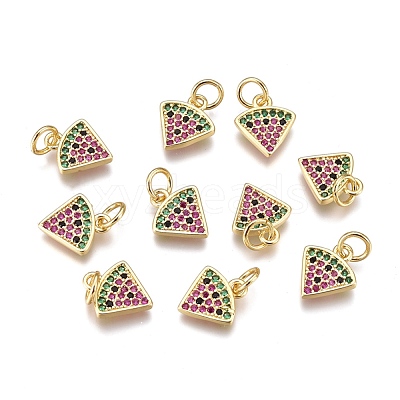 Brass Micro Pave Cubic Zirconia Charms X-ZIRC-L093-26G-1