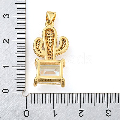 Rack Plating Brass Micro Pave Clear Cubic Zirconia Pendants ZIRC-L100-158G-1