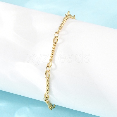 304 Stainless Steel Twisted Rope Link Chain Bracelets for Women BJEW-A160-09G-1