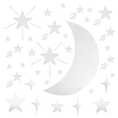 Star Acrylic Mirror Wall Stickers DIY-PH0017-37B-1