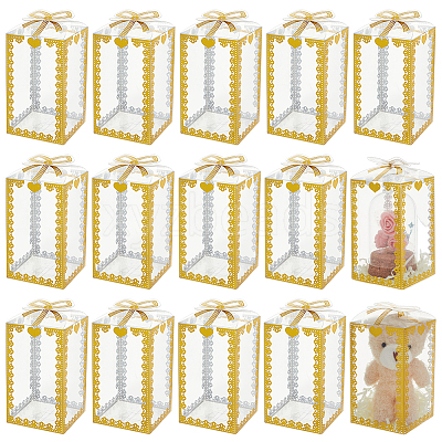 Folding Heart Print Transparent PVC Gift Packing Boxes CON-WH0085-192B-01-1