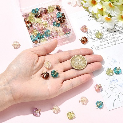 60Pcs 6 Colors Acrylic Pendants PALLOY-YW00167-1