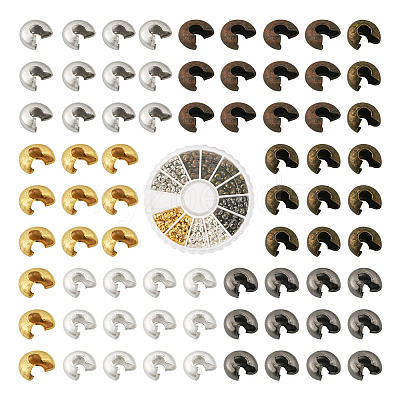 480Pcs 6 Colors Iron Crimp Beads Covers IFIN-PJ0001-01-1